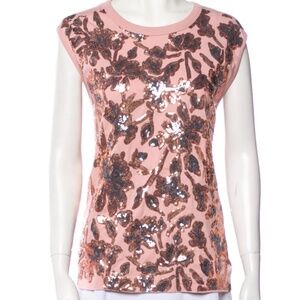 Dries Van Noten Pink and Blue Sequin Tank Sleeveless Top Shirt